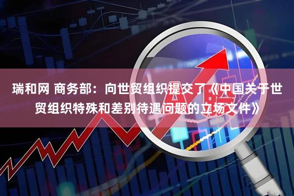 瑞和网 商务部：向世贸组织提交了《中国关于世贸组织特殊和差别待遇问题的立场文件》